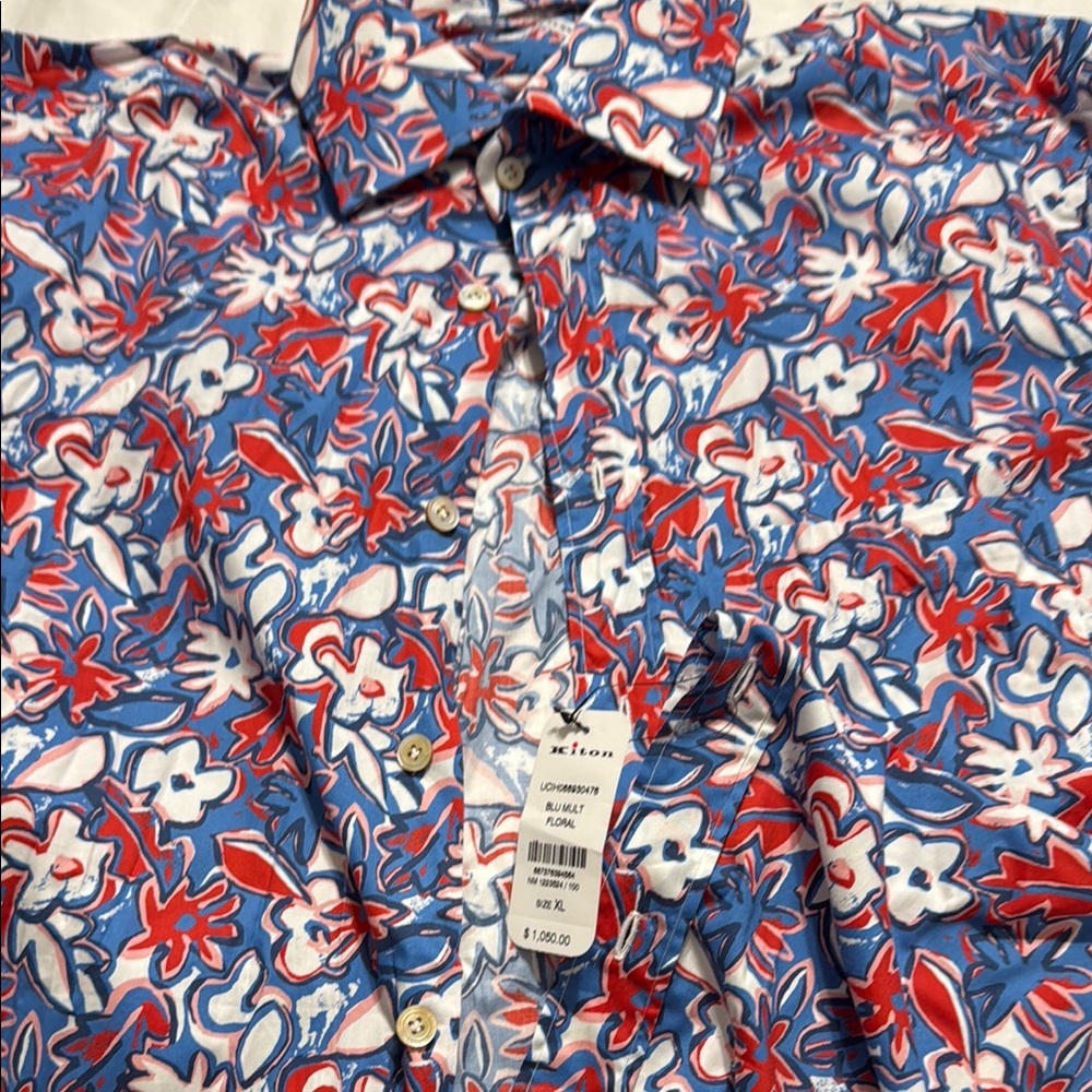 Xacus Men's Floral Shirt - Red and Blue